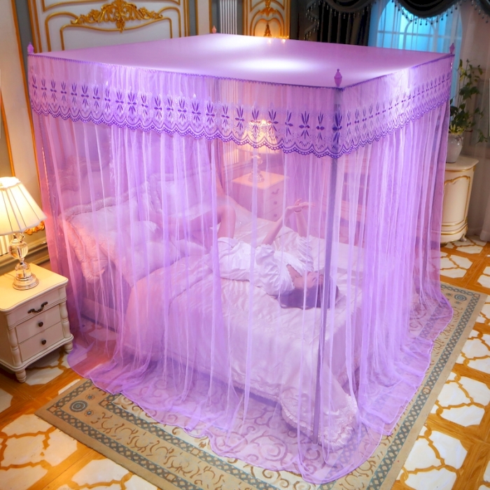 91家纺网 家纺一手货源 找家纺 初心 2025新款落地蚊帐-花语花语-紫