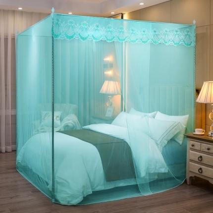 91家纺网 家纺一手货源 找家纺 初心 2025新款单开门蚊帐-玫瑰水蓝色