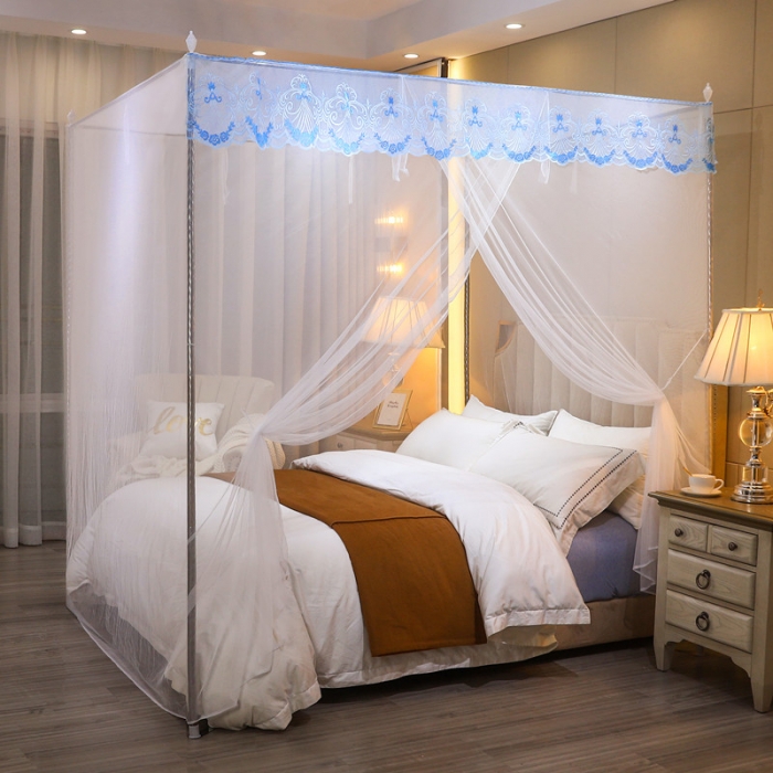 91家纺网 家纺一手货源 找家纺 初心 2025新款单开门蚊帐-玫瑰白色