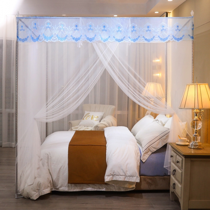 91家纺网 家纺一手货源 找家纺 初心 2025新款单开门蚊帐-玫瑰白色