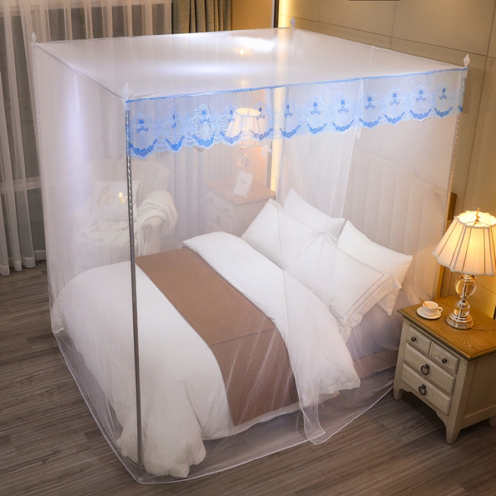 91家纺网 家纺一手货源 找家纺 初心 2025新款单开门蚊帐-玫瑰白色