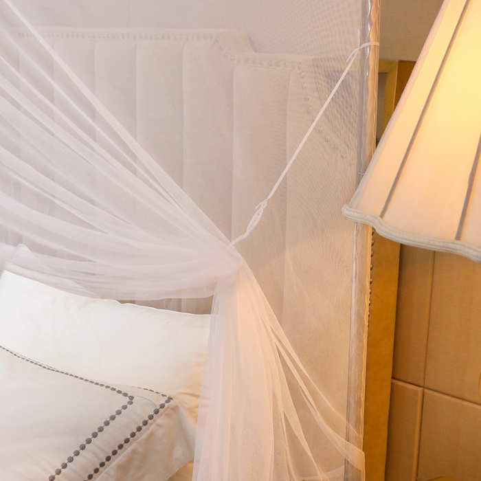 91家纺网 家纺一手货源 找家纺 初心 2025新款单开门蚊帐-玫瑰白色