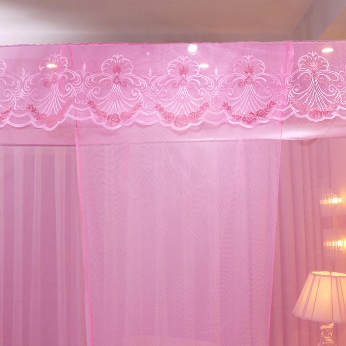 91家纺网 家纺一手货源 找家纺 初心 2025新款单开门蚊帐-玫瑰粉色