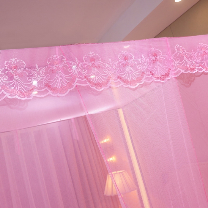 91家纺网 家纺一手货源 找家纺 初心 2025新款单开门蚊帐-玫瑰粉色