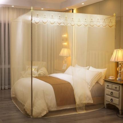 91家纺网 家纺一手货源 找家纺 初心 2025新款单开门蚊帐-玫瑰米黄