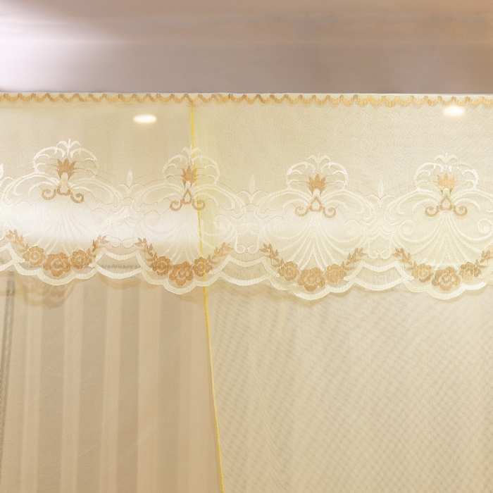 91家纺网 家纺一手货源 找家纺 初心 2025新款单开门蚊帐-玫瑰米黄