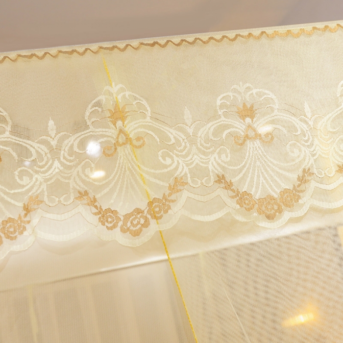 91家纺网 家纺一手货源 找家纺 初心 2025新款单开门蚊帐-玫瑰米黄