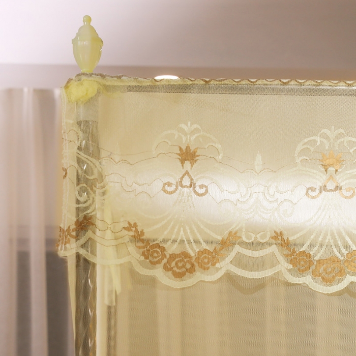 91家纺网 家纺一手货源 找家纺 初心 2025新款单开门蚊帐-玫瑰米黄