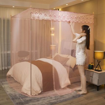 91家纺网 家纺一手货源 找家纺 初心 2025新款单开门蚊帐-玫瑰玉色