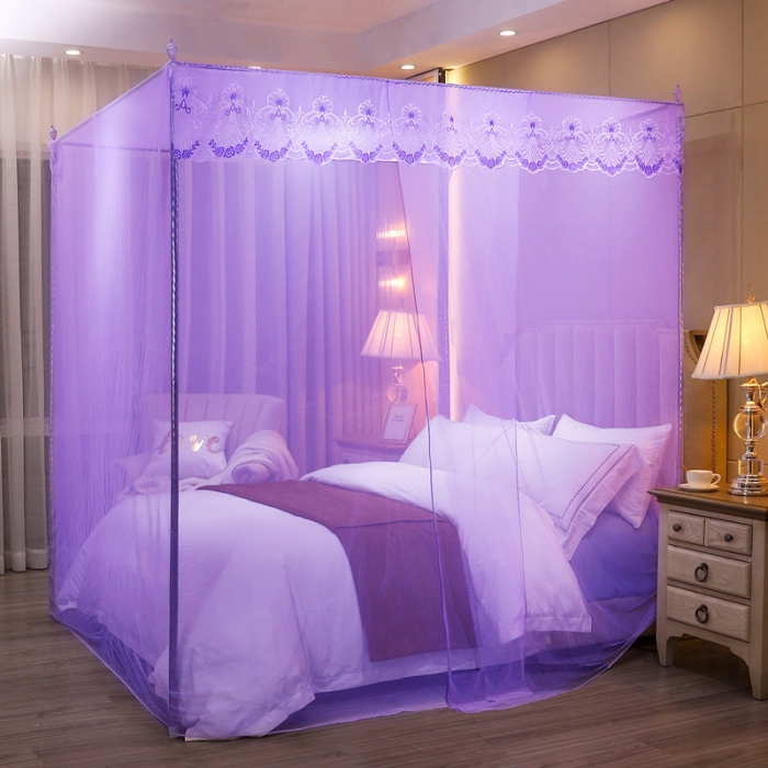 91家纺网 家纺一手货源 找家纺 初心 2025新款单开门蚊帐-玫瑰紫色