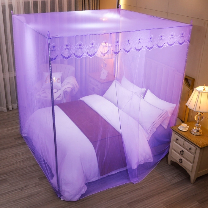 91家纺网 家纺一手货源 找家纺 初心 2025新款单开门蚊帐-玫瑰紫色