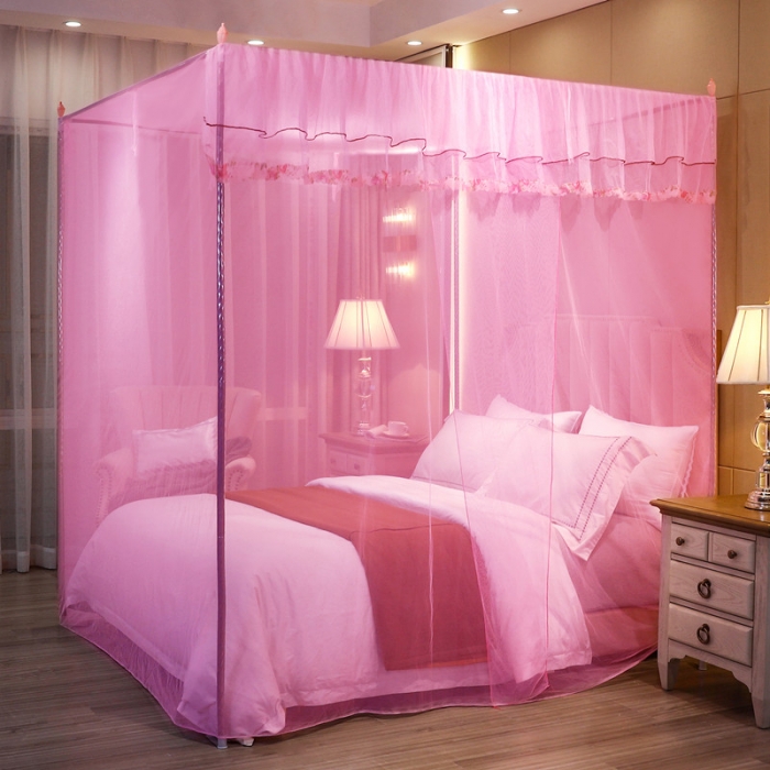 91家纺网 家纺一手货源 找家纺 初心 2025新款单开门蚊帐舒夏粉色