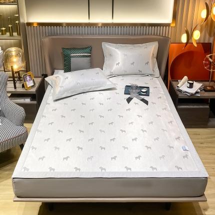 91家纺网 家纺一手货源 找家纺 懒猫 2022新款800D全工艺提花冰丝凉席床笠床垫款 路易斯-灰