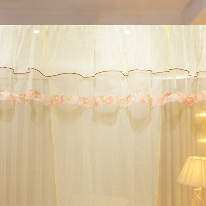 91家纺网 家纺一手货源 找家纺 初心 2025新款单开门蚊帐舒夏米黄