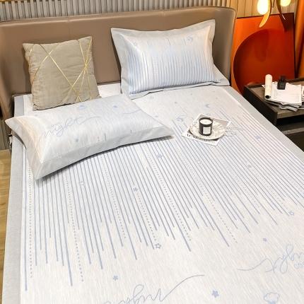 91家纺网 家纺一手货源 找家纺 懒猫 2022新款800D全工艺提花冰丝凉席床笠床垫款 洛可可-蓝