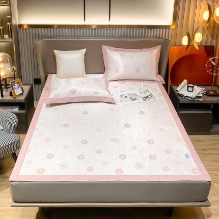 91家纺网 家纺一手货源 找家纺 懒猫 2022新款800D全工艺提花冰丝凉席床笠床垫款 香榭丽-粉