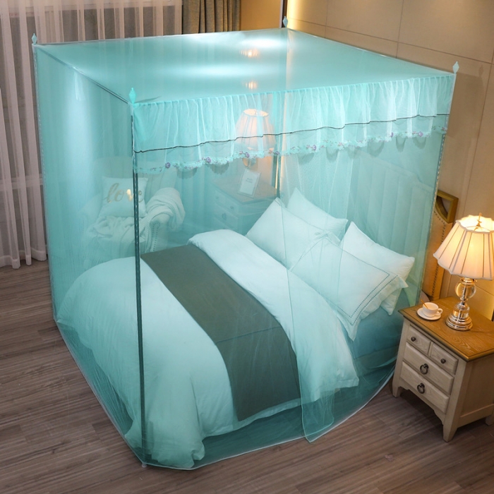 91家纺网 家纺一手货源 找家纺 初心 2025新款单开门蚊帐舒夏水蓝色