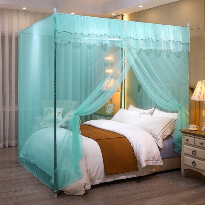 91家纺网 家纺一手货源 找家纺 初心 2025新款单开门蚊帐舒夏水蓝色