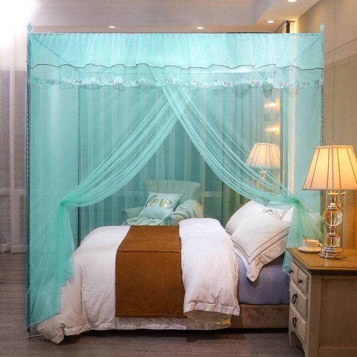 91家纺网 家纺一手货源 找家纺 初心 2025新款单开门蚊帐舒夏水蓝色