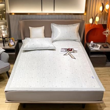 91家纺网 家纺一手货源 找家纺 懒猫 2022新款800D全工艺提花冰丝凉席床笠床垫款 小爱心灰