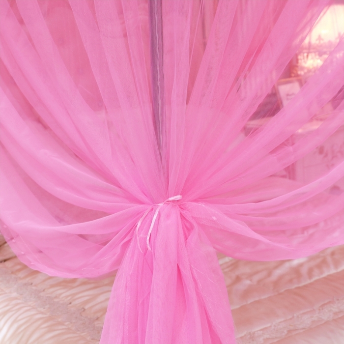 91家纺网 家纺一手货源 找家纺 初心 2025新款三开门防尘顶蚊帐-幸福鹿粉色