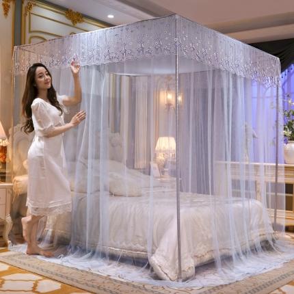 91家纺网 家纺一手货源 找家纺 初心 2025新款三开门防尘顶蚊帐-幸福鹿灰色