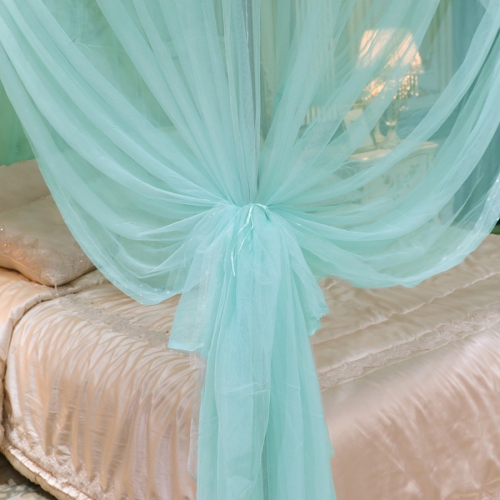 91家纺网 家纺一手货源 找家纺 初心 2025新款三开门防尘顶蚊帐-幸福鹿水绿色