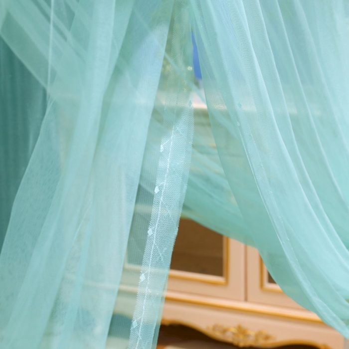 91家纺网 家纺一手货源 找家纺 初心 2025新款三开门防尘顶蚊帐-幸福鹿水绿色
