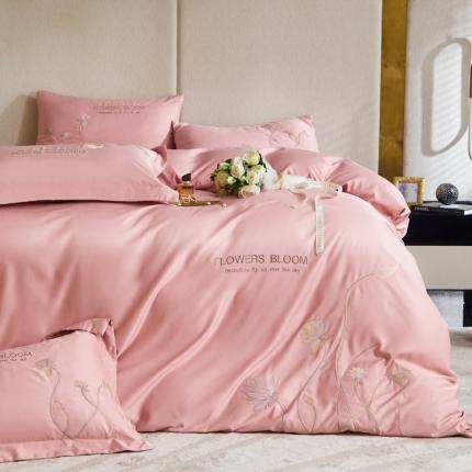 91家纺网 家纺一手货源 找家纺 凡客 2022新款水洗真丝绣花花影系列 花影-樱花粉