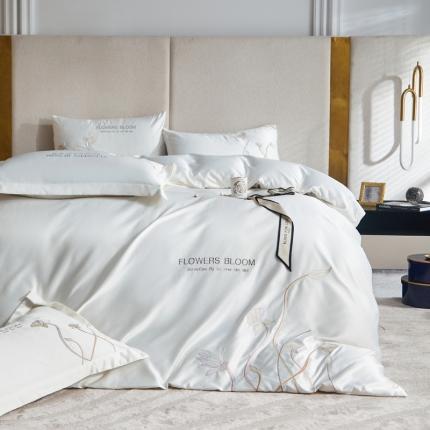 91家纺网 家纺一手货源 找家纺 凡客 2022新款水洗真丝绣花花影系列 花影-珍珠白