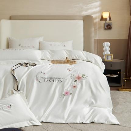 91家纺网 家纺一手货源 找家纺 （总）凡客 2022新款水洗真丝绣花陌上花开系列四件套学生宿舍三件套