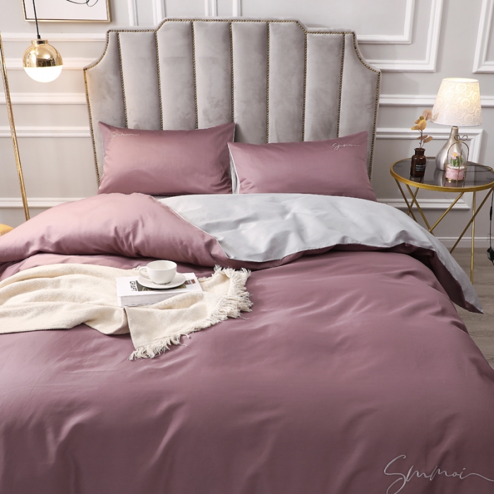 91家纺网 家纺一手货源 找家纺 晶缦 2022新款全棉纯色60S贡缎长绒棉绣花四件套 洛拉-帛咖