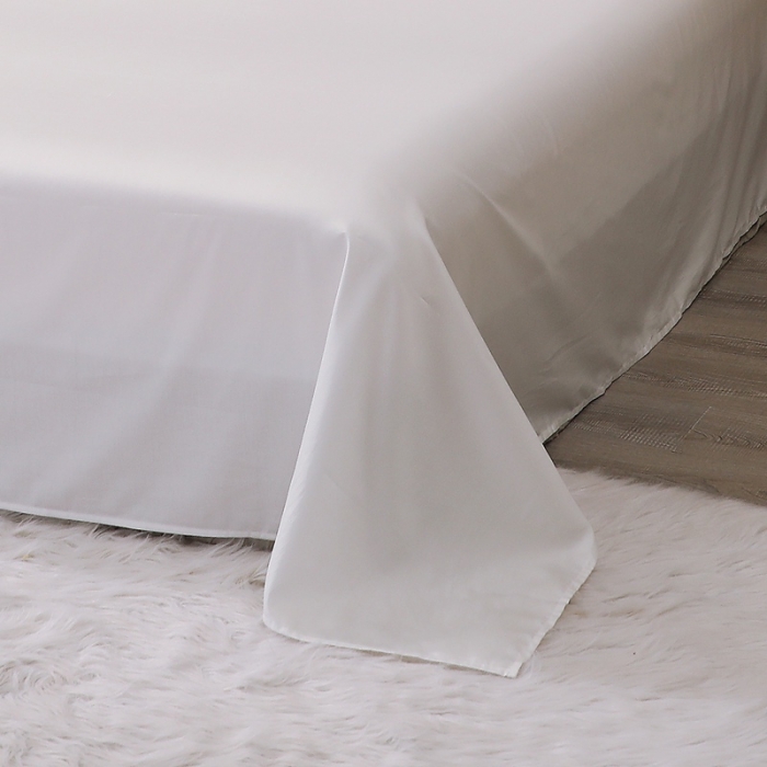 91家纺网 家纺一手货源 找家纺 晶缦 2022新款全棉纯色60S贡缎长绒棉绣花四件套 洛拉-本白