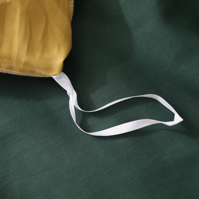 91家纺网 家纺一手货源 找家纺 晶缦 2022新款全棉纯色60S贡缎长绒棉绣花四件套 洛拉-黄色