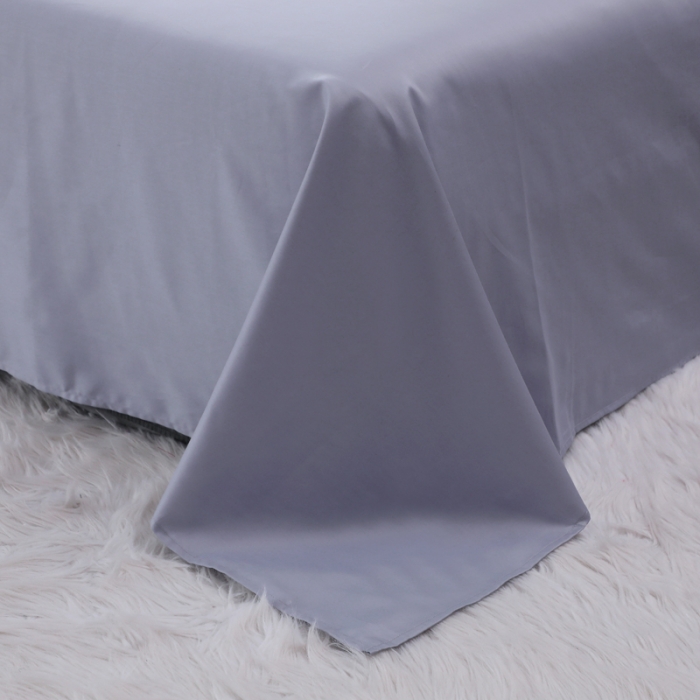 91家纺网 家纺一手货源 找家纺 晶缦 2022新款全棉纯色60S贡缎长绒棉绣花四件套 洛拉-浅蓝