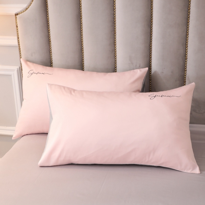 91家纺网 家纺一手货源 找家纺 晶缦 2022新款全棉纯色60S贡缎长绒棉绣花四件套 洛拉-浅玉