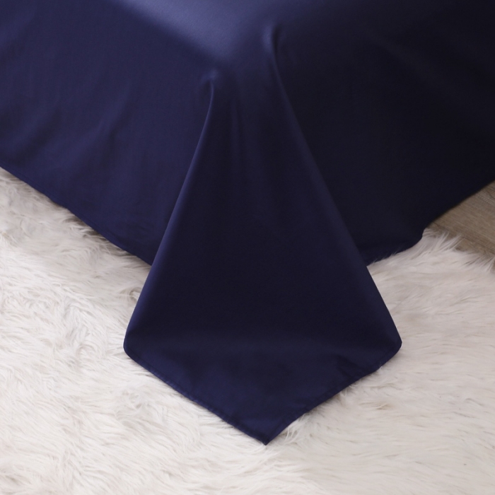 91家纺网 家纺一手货源 找家纺 晶缦 2022新款全棉纯色60S贡缎长绒棉绣花四件套 洛拉-丈青