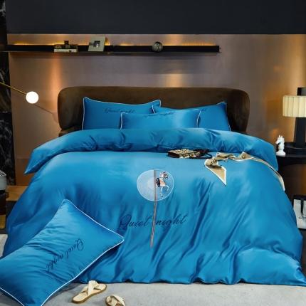 91家纺网 家纺一手货源 找家纺 凡客 2022新款水洗真丝绣花斯卡蒂系列 斯卡蒂-宾利蓝