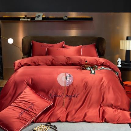 91家纺网 家纺一手货源 找家纺 凡客 2022新款水洗真丝绣花斯卡蒂系列 斯卡蒂-胭脂红