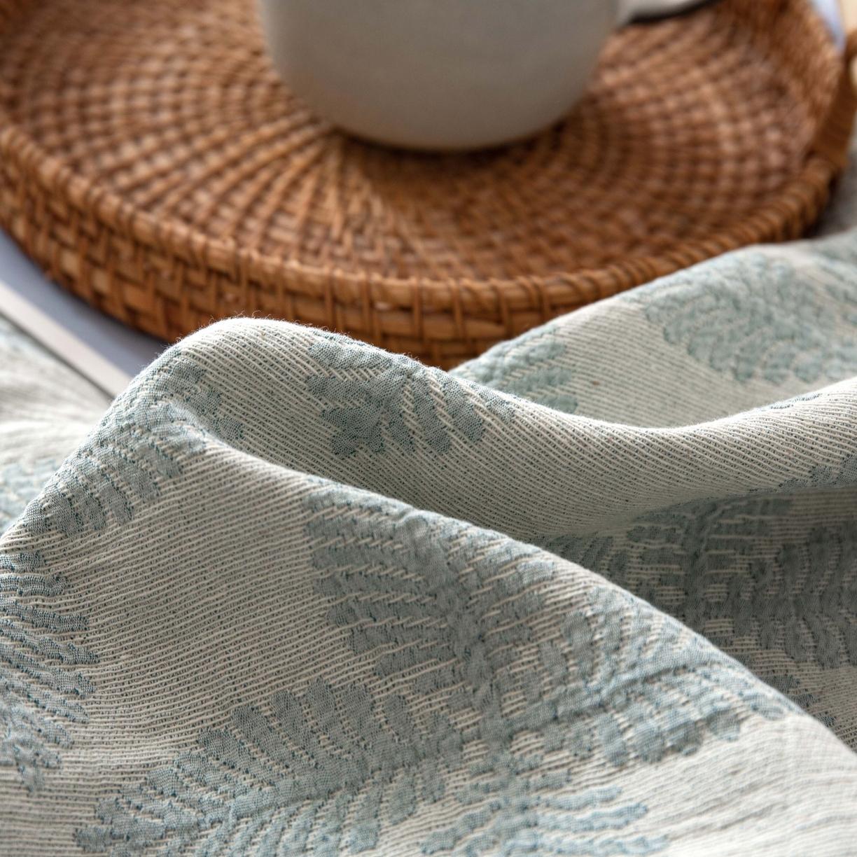 91家纺网 家纺一手货源 找家纺 安莱生活 2022新款双层纱新三色四叶草四件套 蓝青