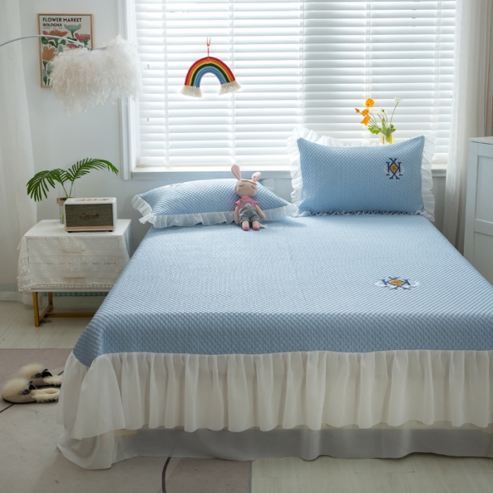 91家纺网 家纺一手货源 找家纺 邦妮 2024新款韩式冰豆墩凉席 深空蓝