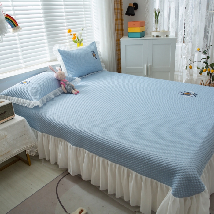 91家纺网 家纺一手货源 找家纺 邦妮 2024新款韩式冰豆墩凉席 深空蓝