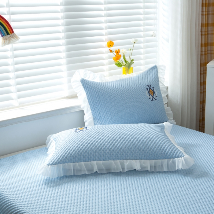 91家纺网 家纺一手货源 找家纺 邦妮 2024新款韩式冰豆墩凉席 深空蓝