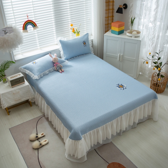 91家纺网 家纺一手货源 找家纺 邦妮 2024新款韩式冰豆墩凉席 深空蓝