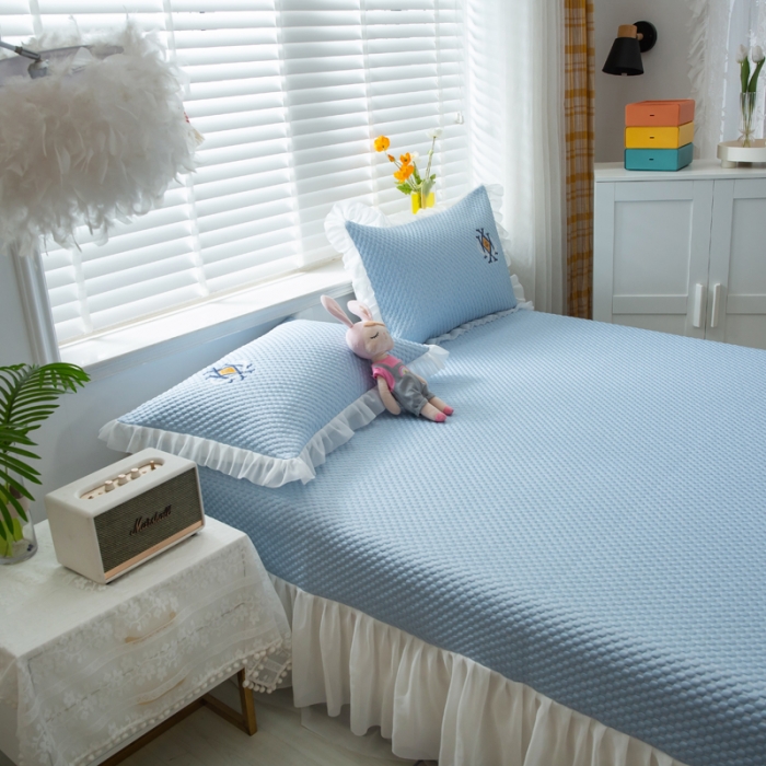 91家纺网 家纺一手货源 找家纺 邦妮 2024新款韩式冰豆墩凉席 深空蓝