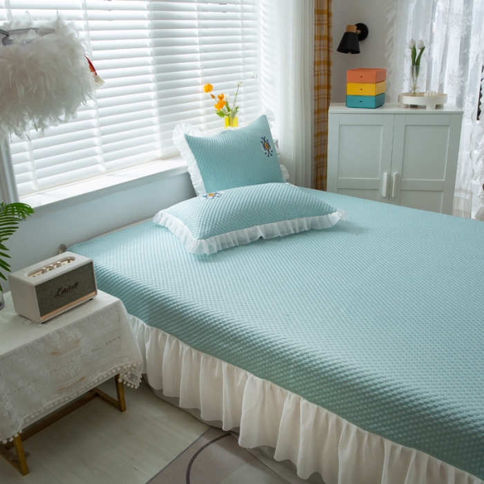 91家纺网 家纺一手货源 找家纺 邦妮 2024新款韩式冰豆墩凉席 松柏绿