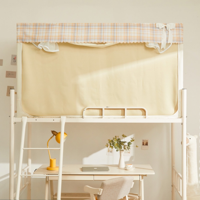 91家纺网 家纺一手货源 找家纺 卓尔居 2025新款强遮光三开纯色床帘蚊帐 奶油色