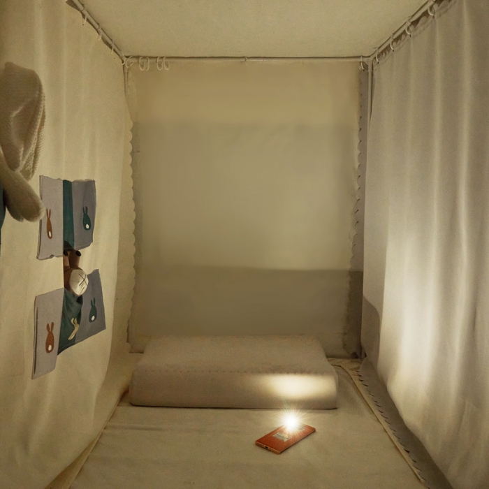 91家纺网 家纺一手货源 找家纺 卓尔居 2025新款强遮光三开纯色床帘蚊帐 奶油色