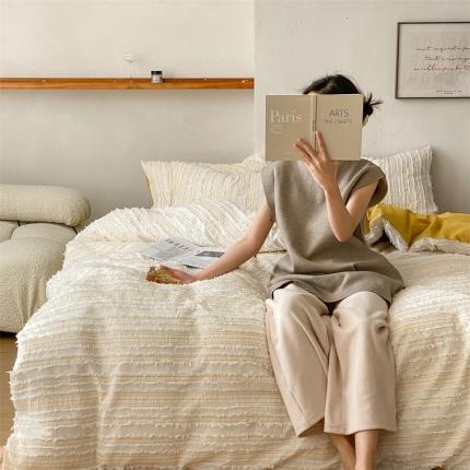 91家纺网 家纺一手货源 找家纺 初拾 2022新款文艺风特定面料全棉剪花镶绳——情书 初拾柚子黄