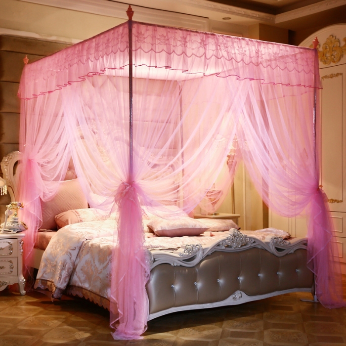 91家纺网 家纺一手货源 找家纺 冉美家纺 2022新款宫廷蚊帐-花思梦系列 粉色